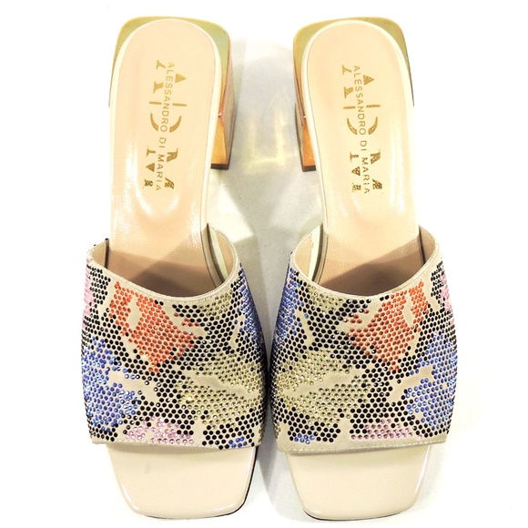 ALESSANDRO DI MARIA 🇮🇹 WOMEN'S BEIGE SUEDE SUMMER FASHION MULES - Picture 6 of 8